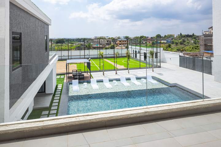 Pool seen from the upper terrace