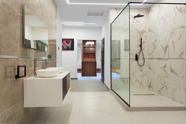En-suite bathroom with walk-in shower
