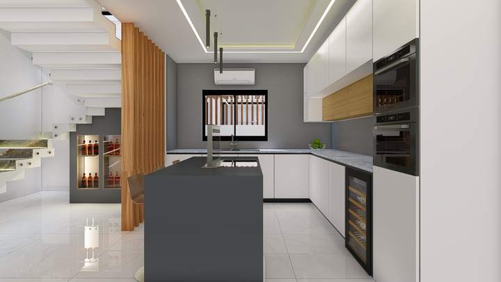 Open kitchen with island