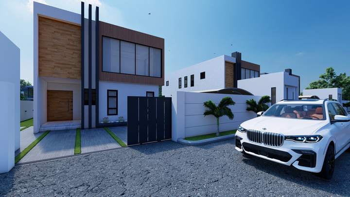 The house and driveway