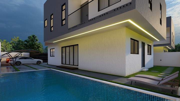 Swimming pool behind the house