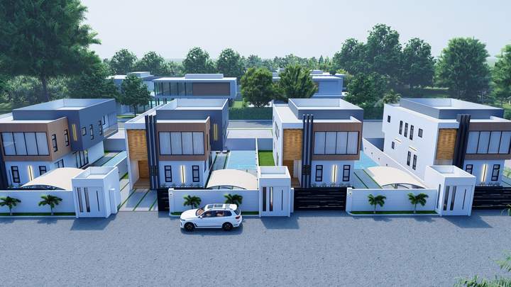Aerial view of the development