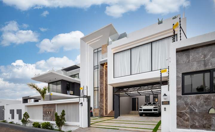 Front entrance and garage