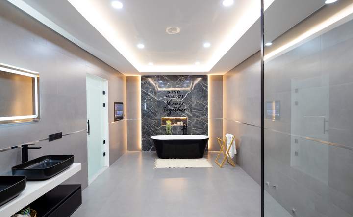 Master bathroom with freestanding bath